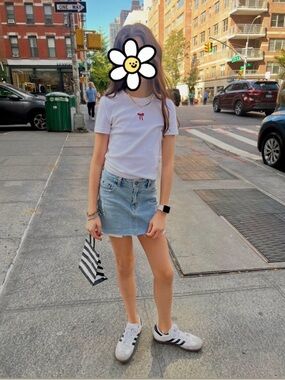 Katie J NYC Light Blue Distressed Denim Miami Mini Skirt Tween (Size 14/XL)